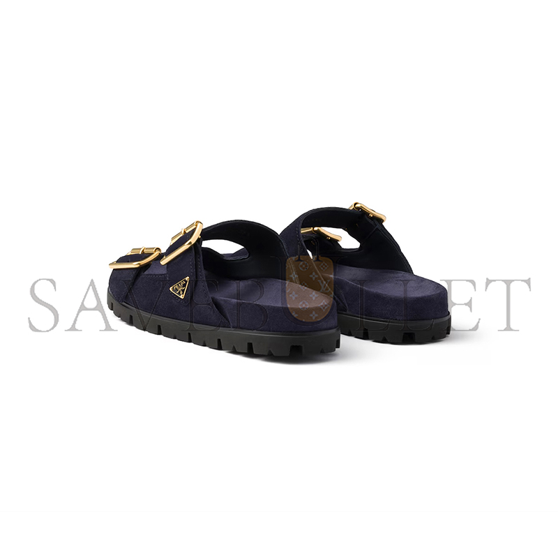 PRADA SUEDE STRAP SLIDES 1XX692